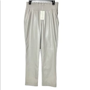 Joie faux leather straight leg high waisted trouser pant new gray women’s medium